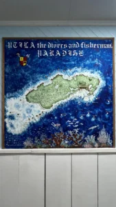 带有岛屿地图的标志